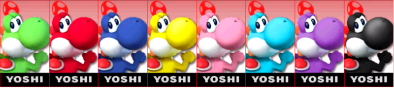 Archivo:Paleta de colores de Yoshi SSB4 (3DS).png