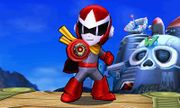 Un Tirador Mii con el atuendo de Proto Man en Super Smash Bros. for Nintendo 3DS.