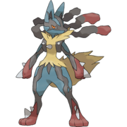 Art oficial de Mega-Lucario en Pokémon X y Pokémon Y.