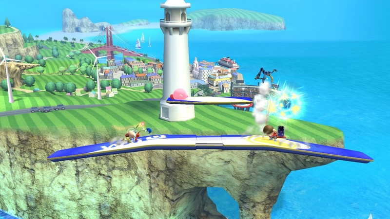 Archivo:Olimar, Aldeano, Samus Zero y Kirby en las Islas Wuhu SSB4 (Wii U).jpg
