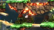 Zelda saltando cerca de un techo de lava en El gran ataque de las cavernas.