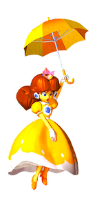 Art oficial de Daisy con una sombrilla en Mario Party 3.