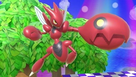 Scizor al ser invocado en Prados Verdes.