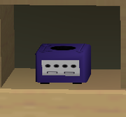 Nintendo GameCube en su cubículo en la Galería de Trofeos.