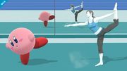 Kirby y la entrenadora de Wii Fit SSB4 (Wii U).jpg