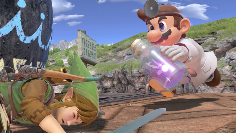 Archivo:Dr. Mario corriendo hacía Link en Gran Bahía SSBU.jpg