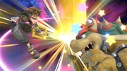 Sora atacando a Bowser en Galaxia de Mario/Mario Galaxy.