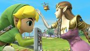 Toon Link y Zelda en el escenario.
