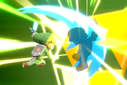 Vista previa del Golpe Trifuerza de Toon Link en la sección de Técnicas de Super Smash Bros. Ultimate.