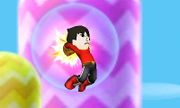 Peleador Mii/Karateka Mii iniciando el ataque en Super Smash Bros. for Nintendo 3DS.