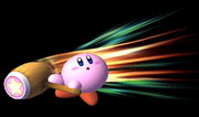 Kirby usando Martillo en el aire en Super Smash Bros. Brawl.