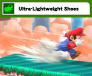 Mario equipado con la Ultra-Lightweight Shoes en Super Smash Bros. for Wii U.