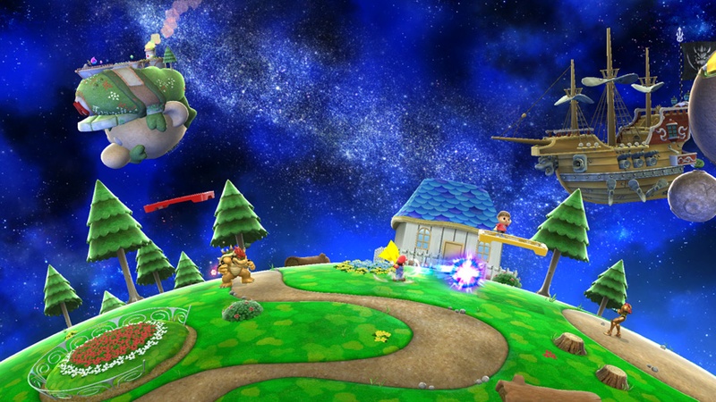 Archivo:Mario, Bowser, Samus y el Aldeano en la Galaxia Mario SSB4 (Wii U).jpg