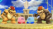 Kirby y Bowser con una de sus paletas de colores.