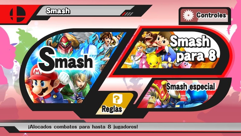 Archivo:Smash para 8 en el Menu "Smash" SSB4 (Wii U).jpg