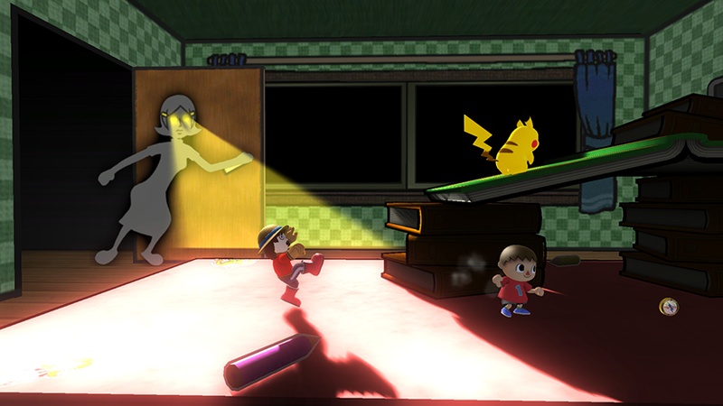 Archivo:Un Luchador Mii, el Aldeano y Pikachu en GAMER SSB4 (Wii U) (1).jpg