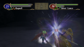 Ike usando Éter en Fire Emblem: Radiant Dawn.