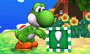 Yoshi junto a un Bloque verde en Super Smash Bros. for Nintendo 3DS.