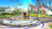 Espadachín Mii lanzando el Chakram como un ataque fuerte en Super Smash Bros. for Wii U.