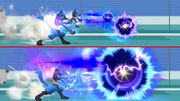 Diferencia de la Esfera aural según el aura de Lucario en Super Smash Bros. for Wii U.