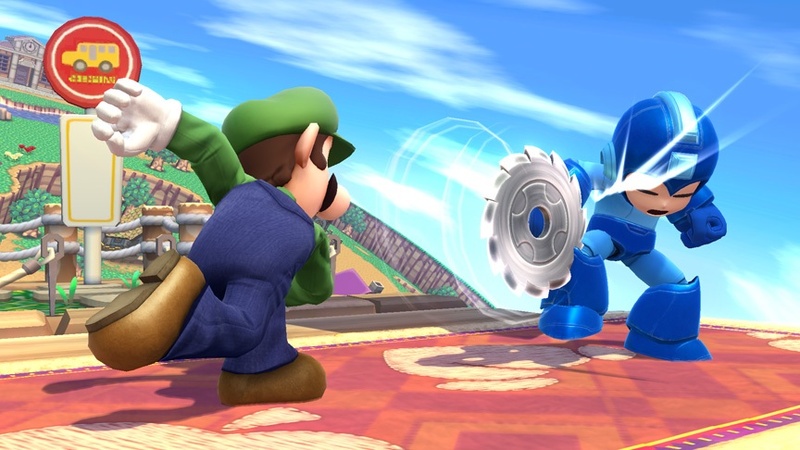 Archivo:Luigi regresando un ataque a Mega Man SSB4 (Wii U).jpg