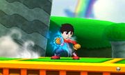 Peleador Mii/Karateka Mii cargando el ataque en Super Smash Bros. for Nintendo 3DS.