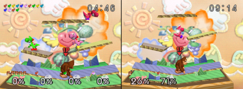 A la izquierda, la versión del Modo 1P Game; a la derecha, la versión normal.