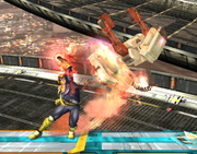 Capitán Falcon/Captain Falcon usando Salto depredador en tierra en Super Smash Bros. Brawl.