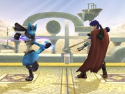 Lucario usando Doble equipo en Super Smash Bros. Brawl.