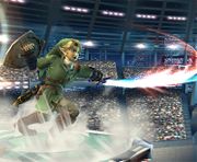 Link usando Ataque circular en tierra en Super Smash Bros. Brawl.