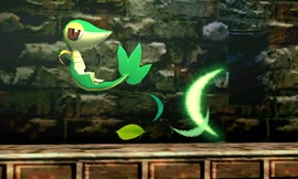 Snivy atacando en Super Smash Bros. for Nintendo 3DS.