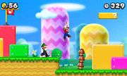 Mario y Luigi en un nivel del juego.