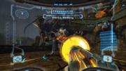 Ridley recibiendo un disparo en la boca en Metroid Prime. Nótese que expone su punto débil justo tras ser golpeado.