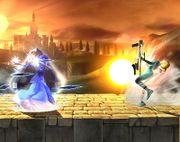 Zelda usando Amor de Nayru en Super Smash Bros. Brawl.