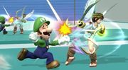 Luigi y Pit en la zona de entrenamiento SSB4 (Wii U).jpg