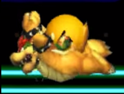 Pac-Man Usando Su Lanzamiento Inferior Contra Bowser SSB 3DS.png