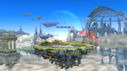 Vista general del escenario durante el día en Super Smash Bros. for Wii U