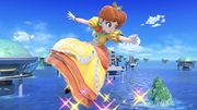 Daisy flotando en Super Smash Bros. Ultimate.