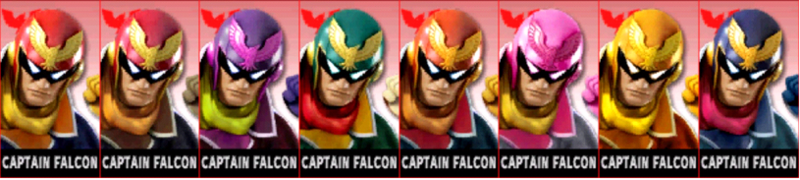 Archivo:Paleta de colores de Captain Falcon SSB4 (3DS).png