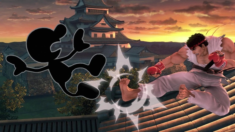 Archivo:Mr. Game & Watch y Ryu en Suzaku Castle SSBU.jpg