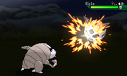 Glalie siendo golpeado por Desquite en Pokémon Sol y Pokémon Luna.