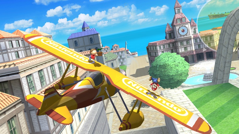 Archivo:Aldeano y Mario en el escenario de Pilotwings (SSB. for Wii U).jpg