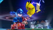 Mega Man preparando el Resorte Rush/Muelle Rush en Super Smash Bros. for Wii U.
