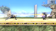 Sheik lanzando las agujas en Super Smash Bros. for Wii U.
