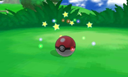 Una Poké Ball atrapando un Pokémon en Pokémon X y Pokémon Y.