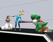 Yoshi usando Puesta en Super Smash Bros. Brawl.