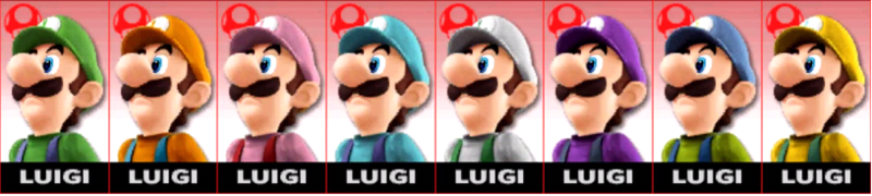 Archivo:Paleta de colores de Luigi SSB4 (3DS).png