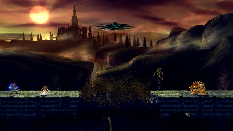 Archivo:Bowser, Link, Lucario y Zelda en el Gran Puente de Eldin SSB4 (Wii U).jpg
