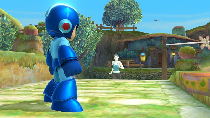 Archivo:Mega Man y la entrenadora Wii Fit en Neburia - (SSB. for Wii U).jpg