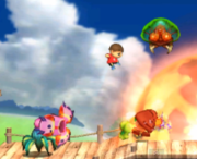 Rafflesia junto a otros enemigos en Smashventura.